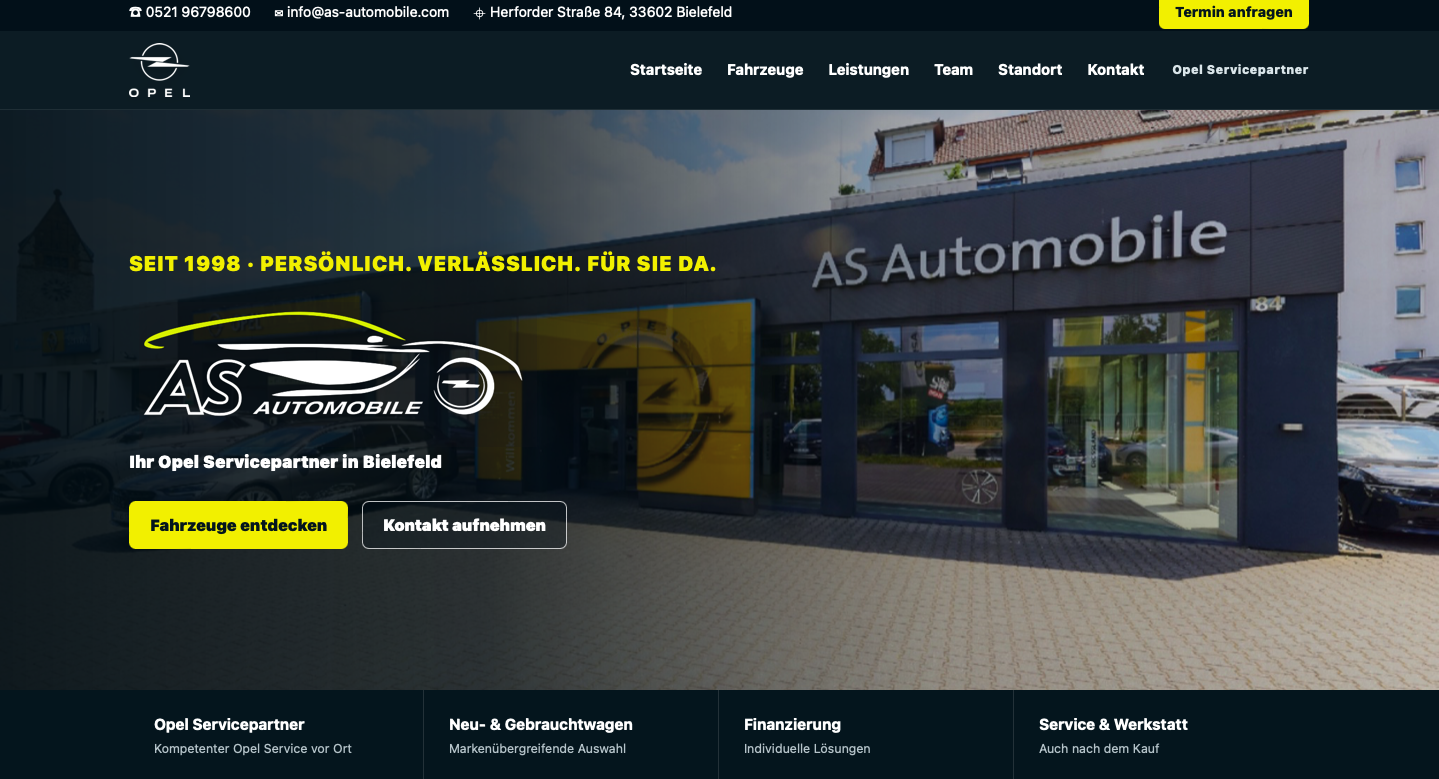 AS Automobile Website – Projektvorschau